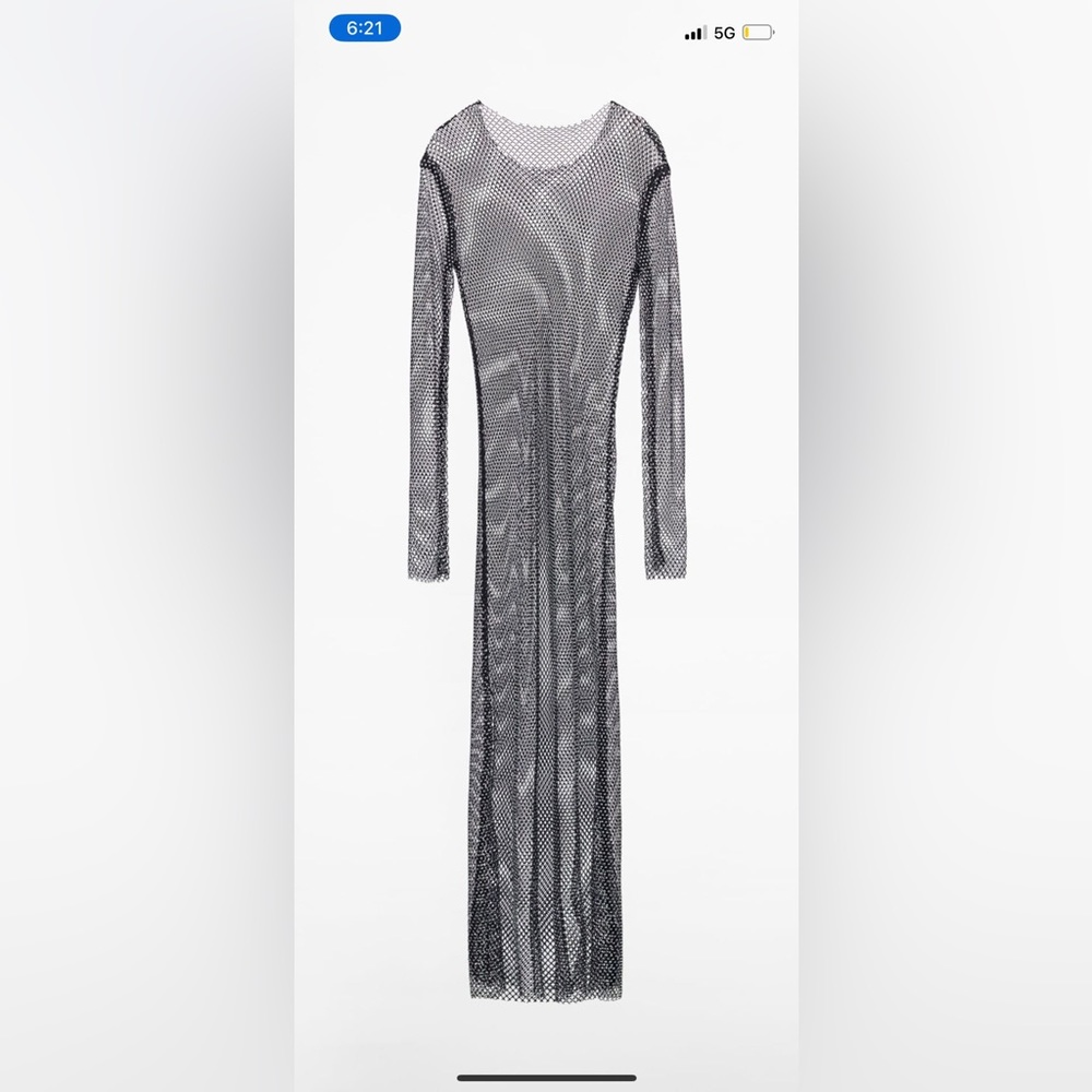 RHINESTONE MESH MIDI DRESS ZARA